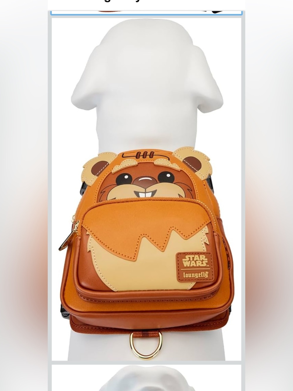 Loungefly Star Wars Ewok Mini Backpack in Brown and Tan- Dog Harness Size L - Picture 3 of 4